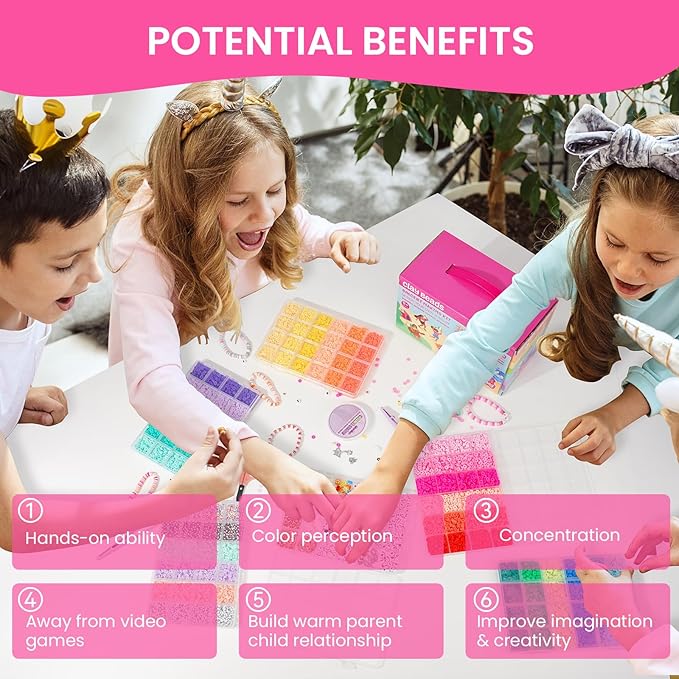 gionlion 25000 pcs clay beads bracelet making kit abundant single color heishi beads, 7 boxes polymer beads for bracelets jewelry making kit with charms, diy arts and crafts gifts