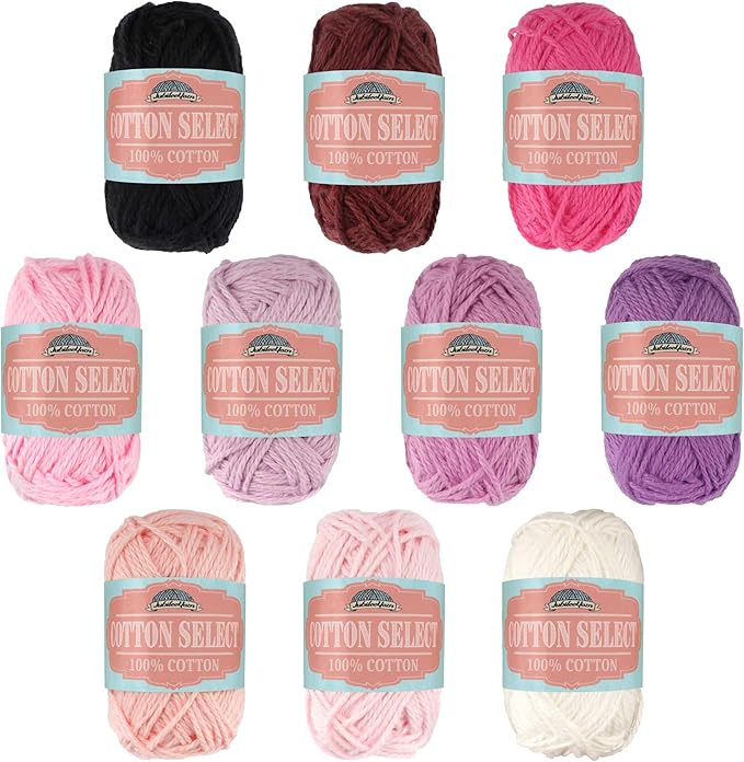 JubileeYarn Cotton Select Bonbon Yarn - 10g/Skein Sport Cotton - Assortment F - 10 Skeins