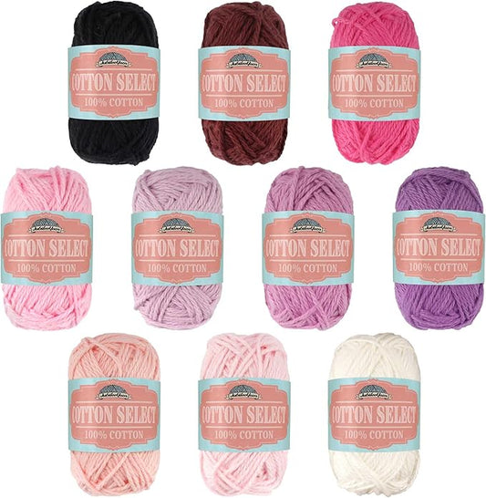 JubileeYarn Cotton Select Bonbon Yarn - 10g/Skein Sport Cotton - Assortment F - 10 Skeins