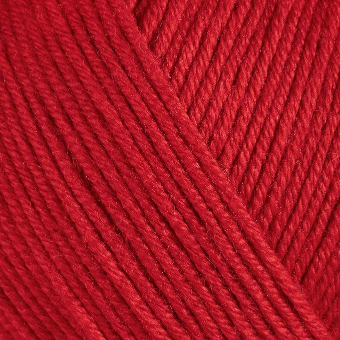 Estako Happy Cotton, (4 Skeins Pack) 60% Cotton 40% Acrylic Yarn, Soft, Fine/Sport (2) for Crochet and Knitting (4 x 1.76 Oz) / (4 x 180 Yrds) (4510 - Red)