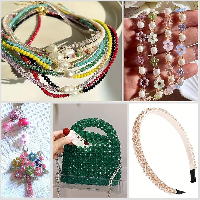 Xilitata 1800Pcs 4mm Glass Beads for Bracelets Jewelry Making, Faceted Bead Friendship Bracelet Kit, Rainbow Beads DIY Craft with Charms