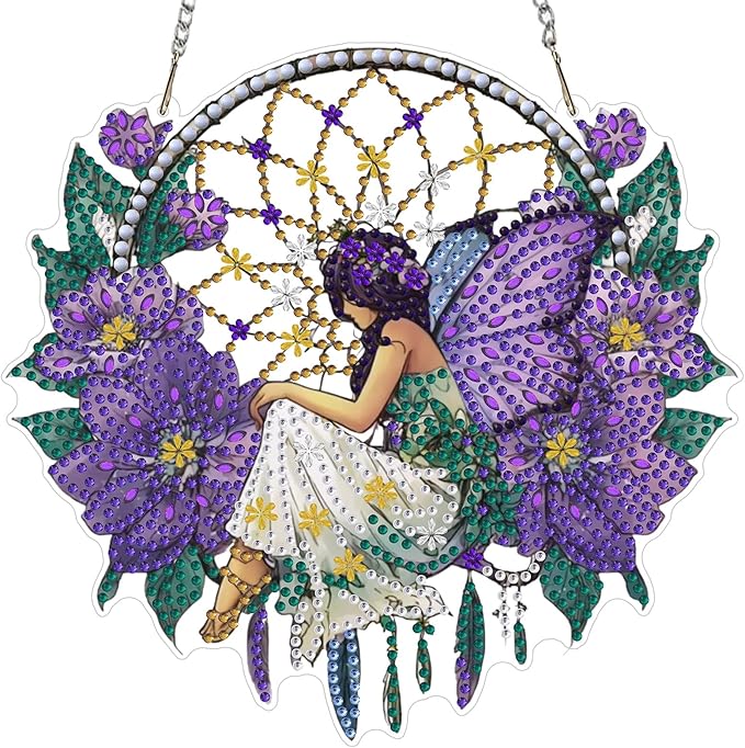 EOBROMD Diamond Hanging Art Kits for Adults Dreamcatcher, Diamond Art Painting Fairy Window Pendant Kits Suncatchers, DIY Special Shaped Rhinestone Adults, Home Wall Decor