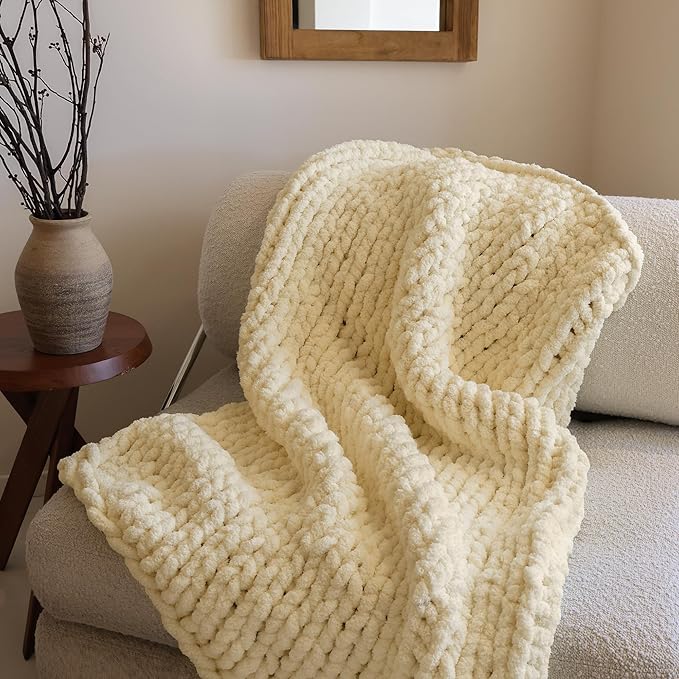 Jumbo Chunky Yarn for Hand Knitting - Super Thick Chenille Chunky Yarn for Crocheting - Extra Soft Bulky Fluffy Blanket Big Yarn 8 Jumbo Pack (27yds,8 oz Each Skein)