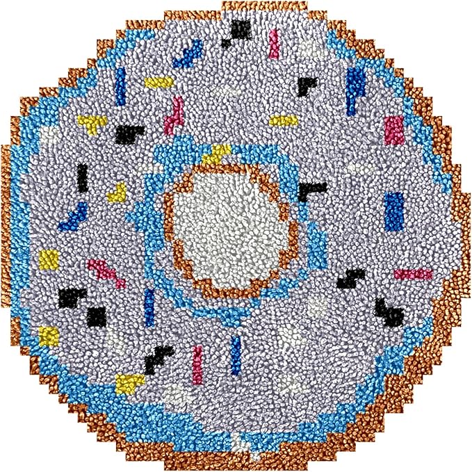 Manzapu Latch Hook Kits for Adults Beginner, 12x12 inch - 30x30 cm Cute Small Shaggy Rug Making Kits with Pre-Cut Yarn, Coded Canvas ＆ Crochet Hook Tool - Relaxing DIY Craft Gift