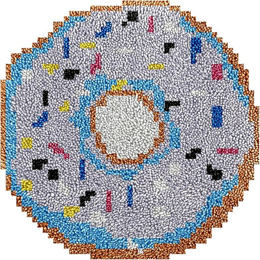 Manzapu Latch Hook Kits for Adults Beginner, 12x12 inch - 30x30 cm Cute Small Shaggy Rug Making Kits with Pre-Cut Yarn, Coded Canvas ＆ Crochet Hook Tool - Relaxing DIY Craft Gift