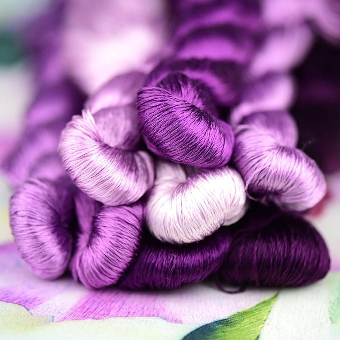Natural 100% Silk Thread, Handmade Embroidery Thread Silk Floss 8 Colors 110m Each (28)