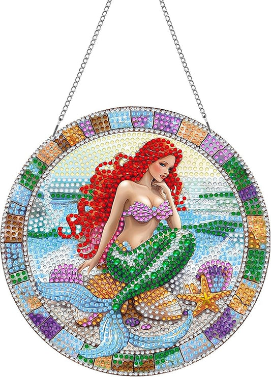 Pavemlo Hanging Diamond Art Kits for Adults Ocean Beauty – 8x8 Inch Double-Sided Acrylic Board DIY Crystal Diamond Suncatcher Pendant, Sparkling Home Wall or Window Decoration Handmade Gift