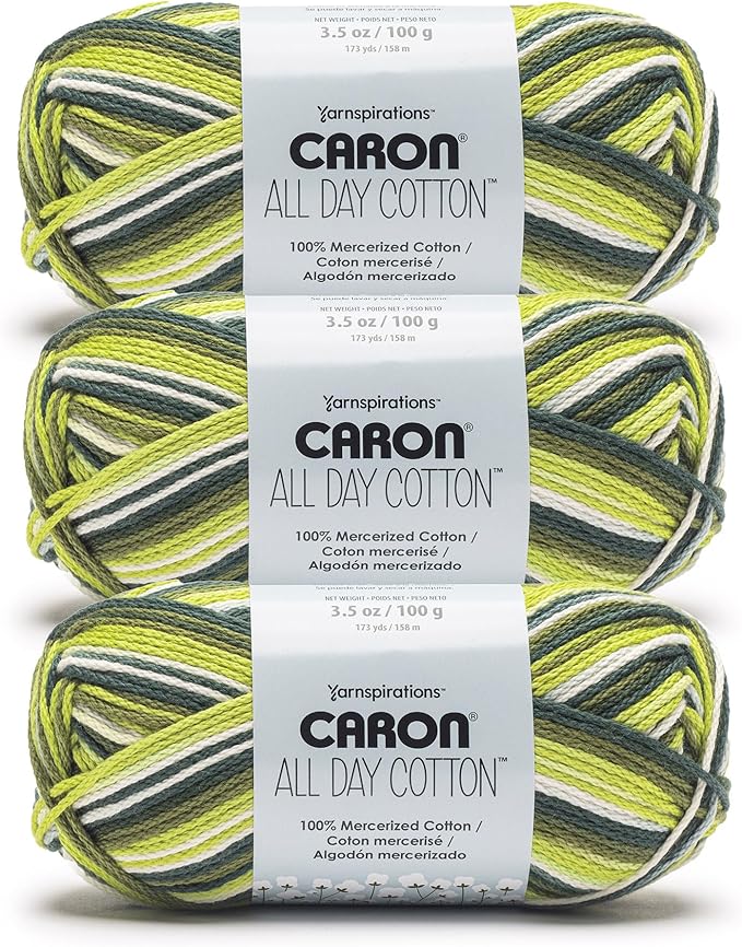 Caron All Day Cotton Calla Lily Yarn - 3 Pack of 100g/3.5oz - 100% Mercerized Cotton - #4 Worsted (Medium) - 173 Yards - Knitting/Crochet