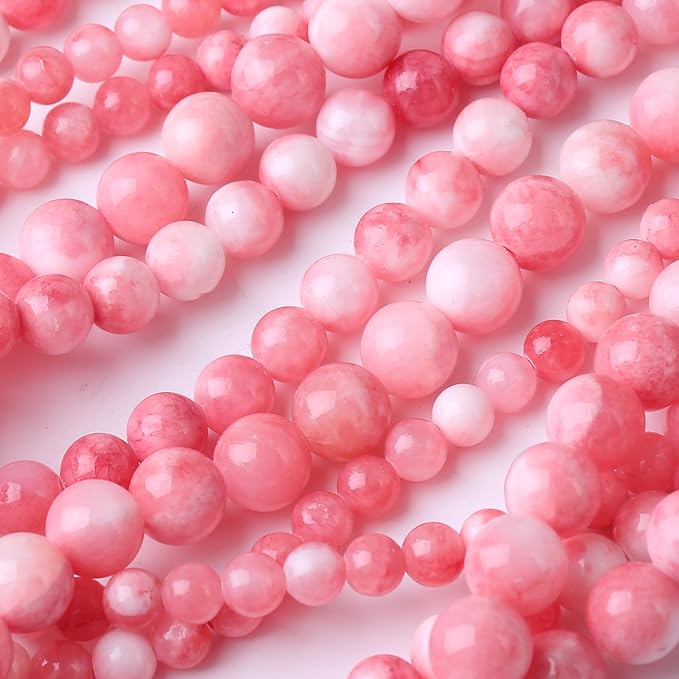Pink Persian Jade Stone Round Crystal Energy Beads for Jewelry Making DIY Bracelet Necklace 31 pcs 12MM 15.5 inch