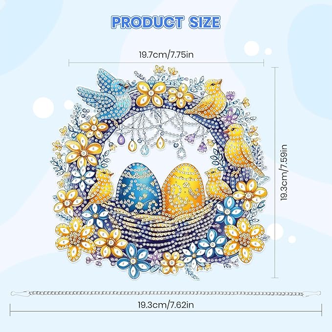 MOGTAA Easter Egg Diamond Art Hanging Kits for Adults Beginners, Flwoers Landscape Diamond Art Suncatchers, 5D Special Shape Animal Diamond Painting Window Pendant Kit for Home Garden Wall Decor