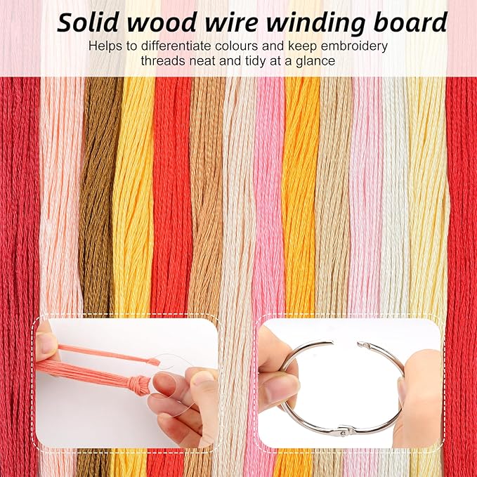 53 Pcs Clear Acrylic Embroidery Floss Drops,Hinged Ring Thread Bobbins for Cross Stitch Sewing,Organizers for Thread Storage DIY Craft Supplies(Style A)