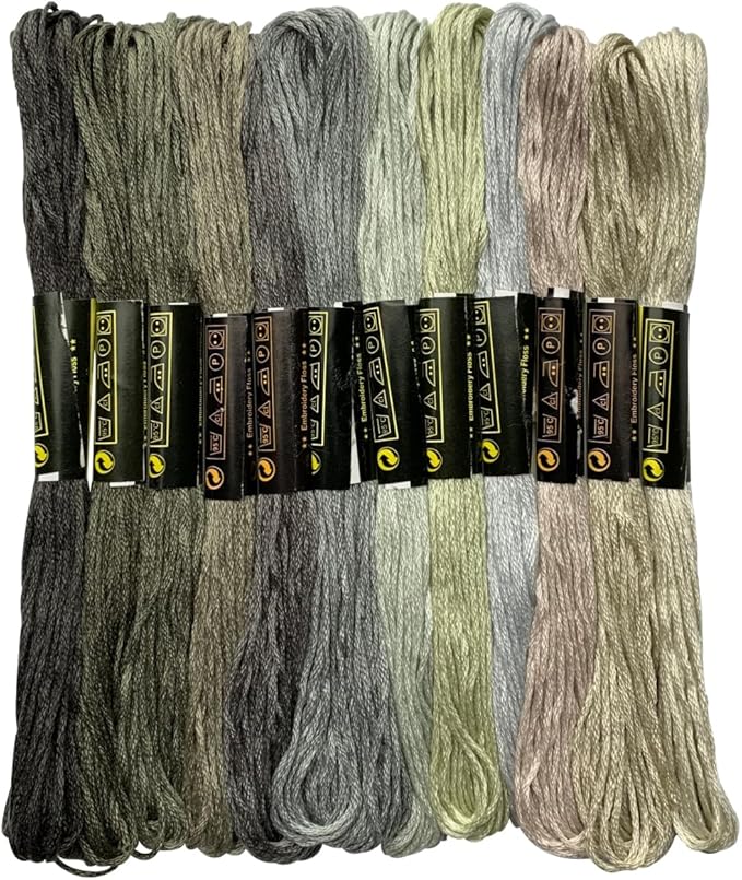 Friendship Bracelet String 12 Skeins, Embroidery Floss Cross Stitch Embroidery Thread Floss Bracelet Making Yarn, Craft Floss (Grey Series)