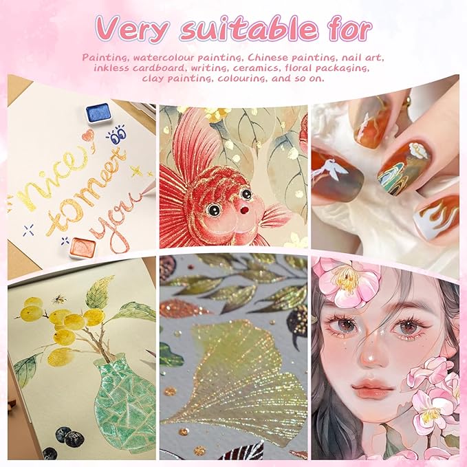 40 Color Forestry Shifting Watercolor Painting Set，Metallic Color Watercolor Paints，Glitter Water Colour Solid Paint Box for Kids Adults Beginners Artists