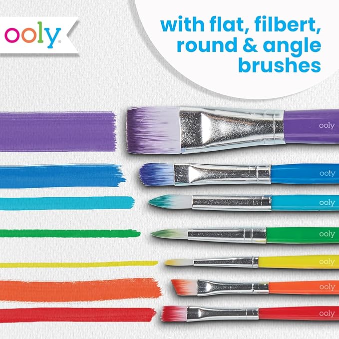 Ooly Lil' Watercolor Complete Bundle: 36 Color Pods, Set of 7 Easy Dry Extra Paint Brushes and Paint Pad with 20 Sheets of 200 GSM Paper, Complete Watercolor Set for Kids & Children