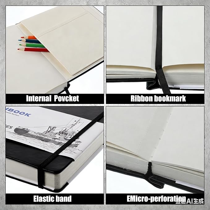 Hardcover Sketch Book, 110lb/180GSM Sketchbook for Drawing Painting, 160 Pages/80 Sheets Sketch Pad, 8.5×11 in Drawing Book Art Supplies for Teens, Adults, Artists