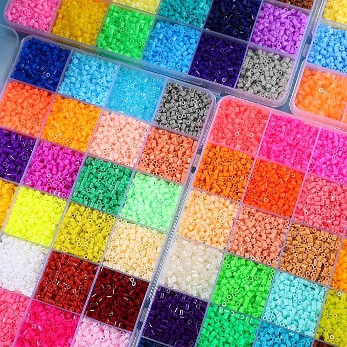Lenwen 52000 Pcs Fuse Beads 96 Colors 2.6 mm Tiny Mini Fuse Beading Melty Beads with Pegboards Creative Refill Set Art Crafts for Girls Kids Beginners DIY Art Beading Party