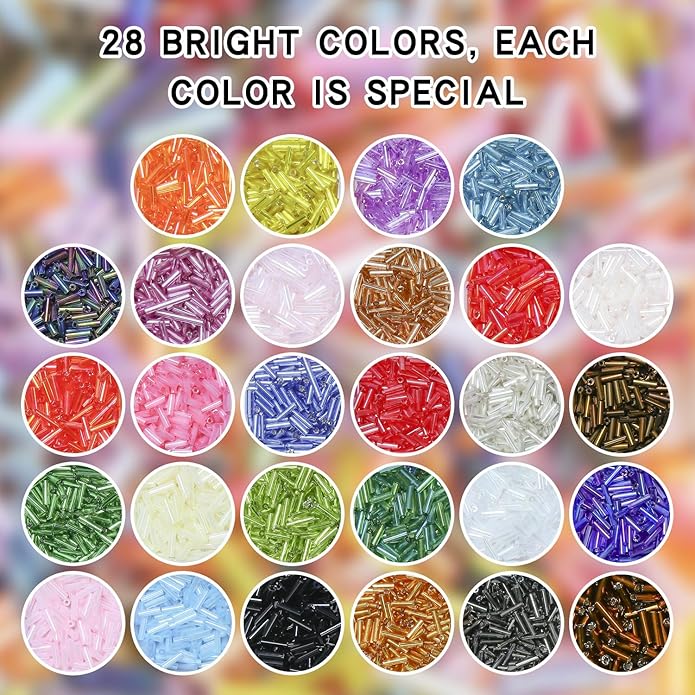 5040Pcs Tube Bead Embroidery Kit, Bugle Beads for Embroidery for Jewelry Making, Crafts, Bracelets, Necklaces, Earrings