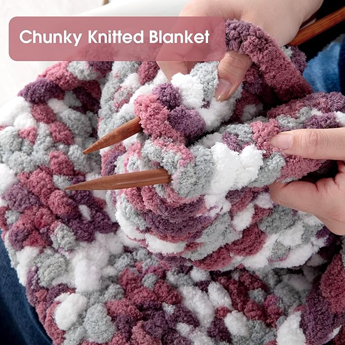 MABOZOO Tie Dye Chunky Yarn for Crocheting & Knitting, 8 Pack - Soft Plush Red Fluffy Jumbo Chenille Yarn,Giant Thick Fuzzy Bulky(29 yds, 8 oz Each Skein)