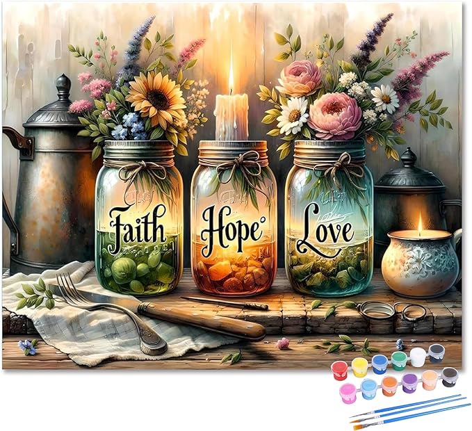 HMZephitiquc Paint by Numbers Kit for Adults Inspirational Quote, Adult Paint by Number Kits on Canvas Bottle, Easy Oil DIY Craft Home Wall Decor 16x20 in