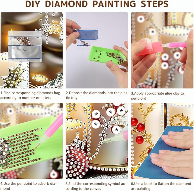 SENQAO Christmas Diamond Art Hanging Kits for Adults Kids, Christmas Candles Diamond Art Suncatchers, 5D Special Shape Diamond Painting Pendant Window Ornament Gifts for Home Door Wall Decor