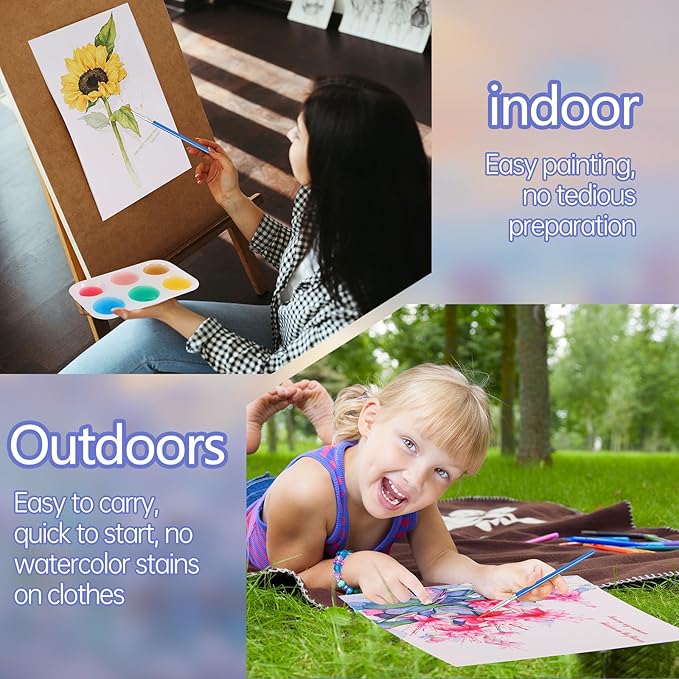 3 Pack Flowers Watercolor Coloring Books for Adult Teenager Watercolor Paint Book Water Color Paint Sets for Kids Coloring Books for Women Water Colors Paint Kids Pocket Hand Book Stocking Goodie Bag