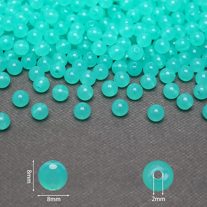 bonny boxx 500pcs 8mm jelly peacock green acrylic round beads, smooth transparent acrylic balls, plastic resin gumball bubblegum chunky beads for necklace & bracelet making, crafting supplies