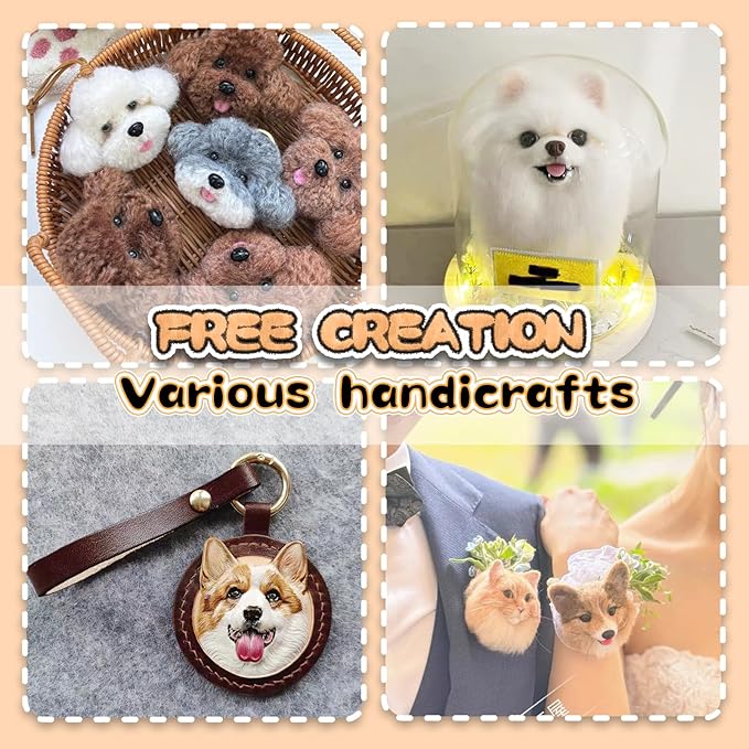 Nuvretk 7 Cute Silicone Molds for Needle Felting - Dog Nose Shapes for Stuffed Animals, DIY Crafts, and Accessories (Square)