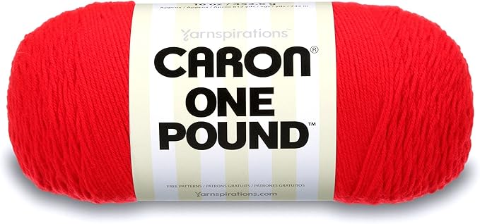 Caron One Pound Solids Yarn, 6oz, Gauge 4 Medium Worsted, 100% Acrylic - Yard Scarlet ( 1 Piece )