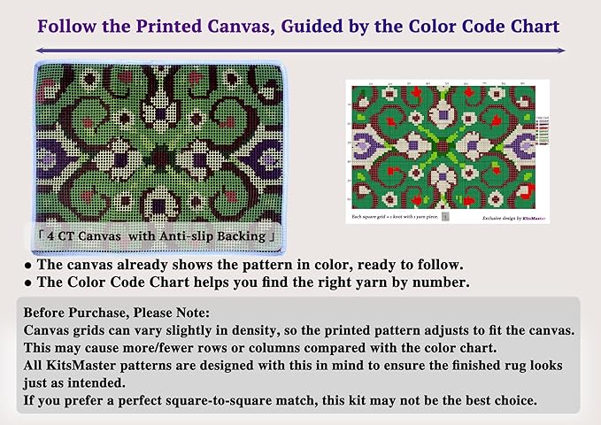 KitsMaster Latch Hook Kits for Adults, Crafts for Adults Women New Hobbies DIY Printed Canvas Rug for Home Decor Festival Gift 23.6''x15.8'' (Symmetrical Splendor)