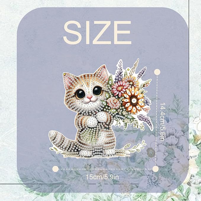 TDFERAN Diamond Art Hanging Pendants Cat Mosaic Making Kits by Kits Home Decoration Pendant Diamond Art Hanging Sign Onament Art Wind Chimes Hanging Pendants for Wall Home Decor