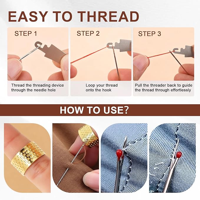 Steel Needles for Hand Sewing, Portable DIY Hand Embroidery Needles, 38 Pieces Big Eye Stainless Steel Sewing Needles Kit, Cross-Stitch, Thread, Tapestry, and Fabric Mending (41)