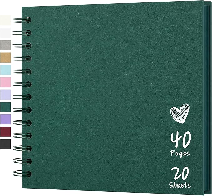 Scrapbook 7x7 Inch DIY Scrapbook Album Hardcover Kraft Paper Scrap Book Photo Albums 40 Pages Perfect for 4x6 / 5x7 Photos Memory Book for Family, Wedding