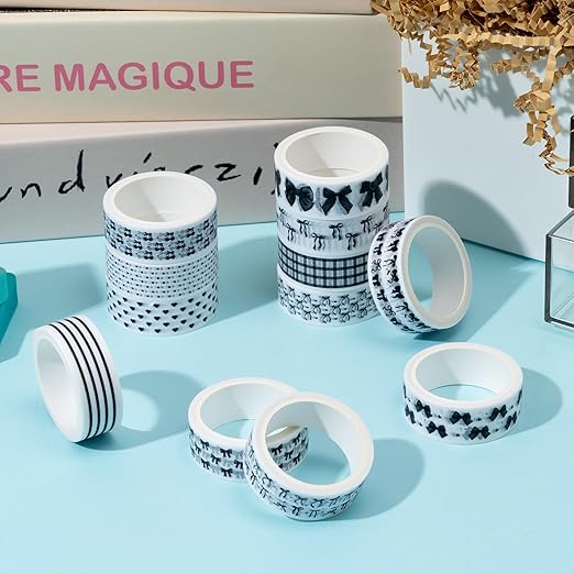 Black Cherry Washi Tape - 12Pcs Trendy Watercolor Black Bow Cherry Washi Colored Masking Painter Scrapbook Decorative Art Tape Set Diy Crafts Self Adhesive Gift Wrapping Scrapbooking Supplies