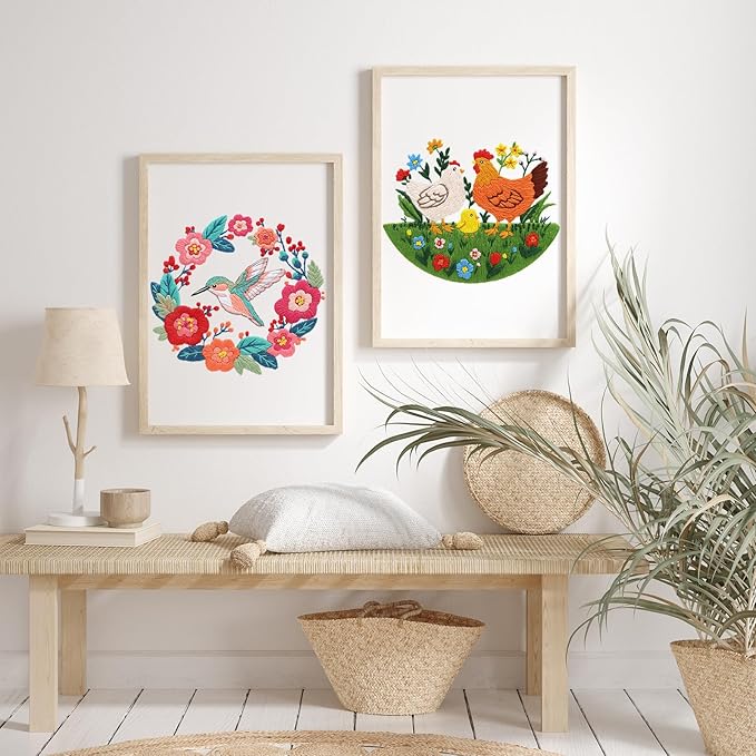 louise maelys hummingbird embroidery kits for beginners,cross stitch kit for adults,diy needlepoint with flowers pattern