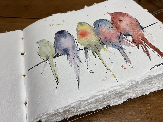 Wanderings Red Leather Watercolor Journal - 8x10 - Genuine Leather Art Journal with Handmade Deckle Edge Paper - 350 GSM Cold Press Paper - Scrapbook, Watercolor Album, Sketchbook, Drawing Pad