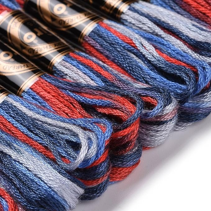 FASHEWELRY 10 Skeins Embroidery Floss Friendship Bracelet String Threads 6-Ply 0.5mm Royal Blue Cross Stitch Embroidery Thread for Sewing Bracelet Making Stitching Crafts