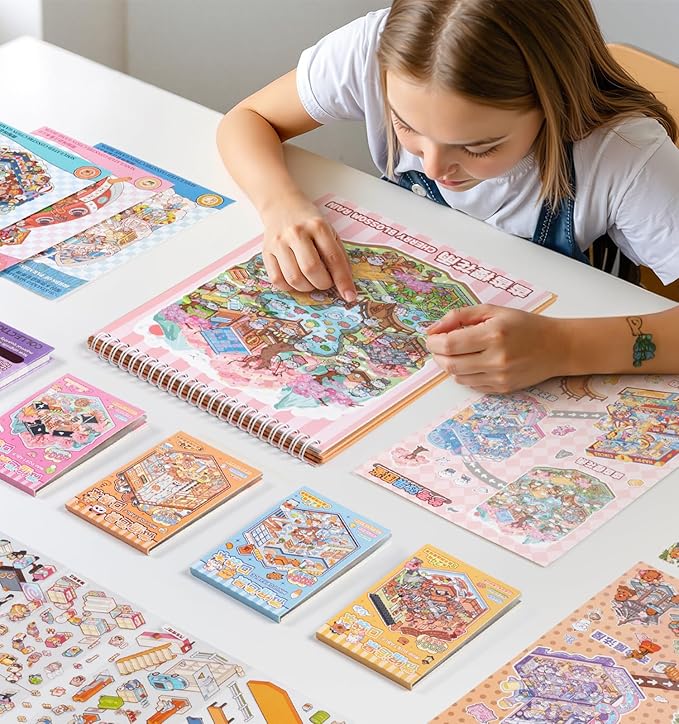 DIY 3D House Stickers,20 Sets Fun DIY Stickers Scene Make Your Own Mini House Cute Cartoon Animal Scene Sticker for Kids Adult Sticker Art Relief Stress Pass The Time Holiday Christmas Fun