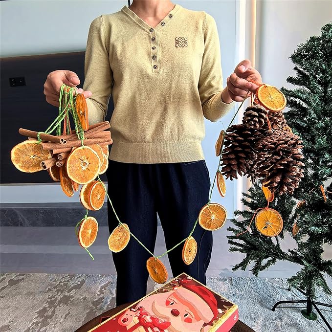 Natural Christmas DIY Decor Crafts Kit with Dried Orange Slices, Cinnamon Sticks, Pine Cones, Gift Box Set, DIY Holiday Decorations for Christmas Wreaths, Tree Ornaments, Home, Commercial Use