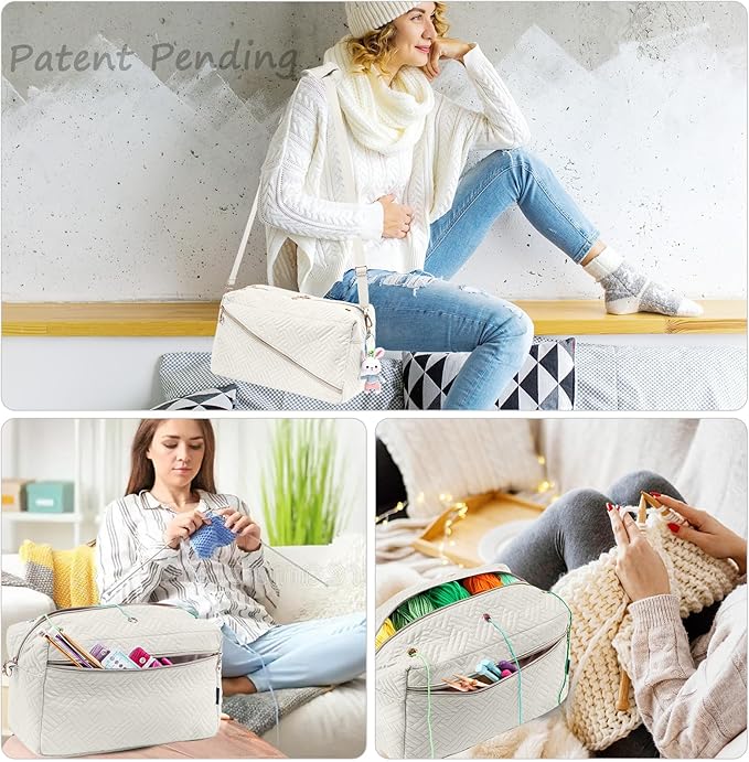 Crochet Bag Organizer - Knitting Bag - Yarn Storage Organizer - Yarn Bag for Crocheting - Yarn Holder for Crochet Accessories, Crocheting & Knitting Gifts