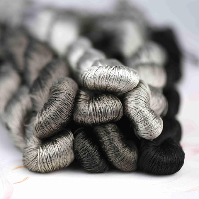 Natural 100% Silk Thread, Handmade Embroidery Thread Silk Floss 8 Colors 110m Each (78)