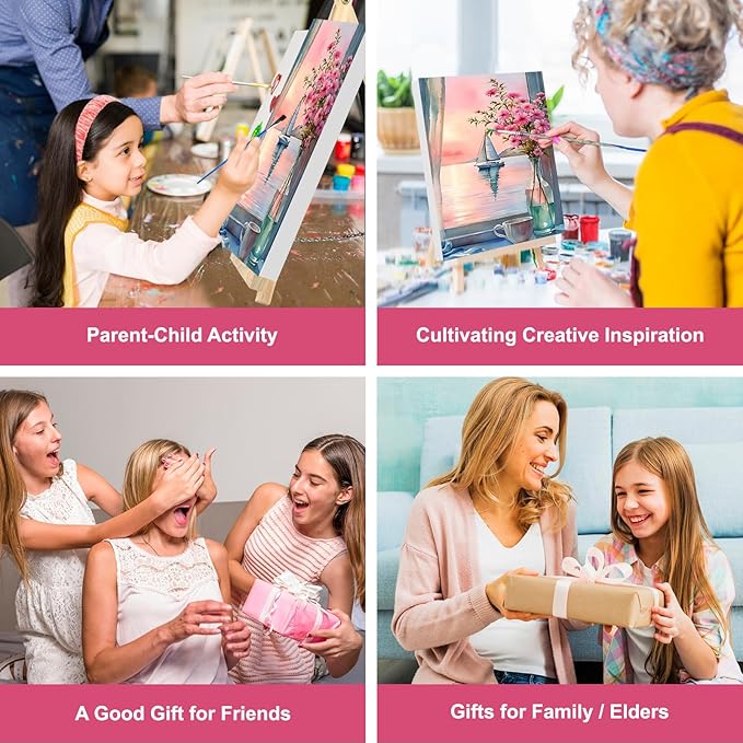 GHHKUD Window Flowers Paint by Numbers Kits with Frame for Adults Beginners, DIY Landscape Paint by Numbers for Kids, Painting Art on Canvas Gifts Home Wall Decor 20x30cm
