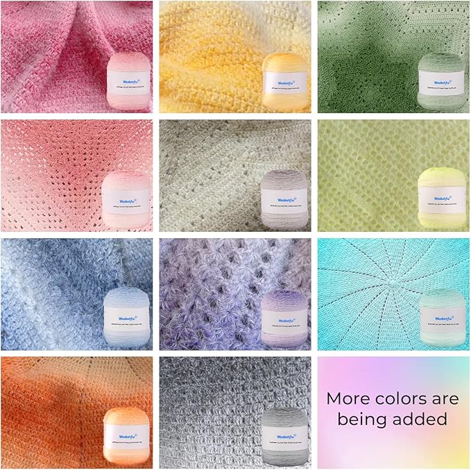 Weabetfu Gradient Cake Yarn for Crocheting & Knitting-Ombre Yarn Cake of 200g/7.05oz.-80% Acrylic,20% Nylon|Light Weight&Soft Crochet Yarns for Scarves,Blankets & Garments-15