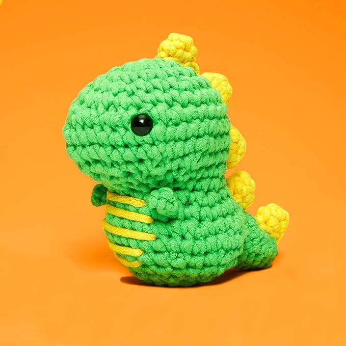 the woobles crochet kit for beginners - easy arts and crafts knitting & crochet animals kit as seen on shark tank - fred the dinosaur
