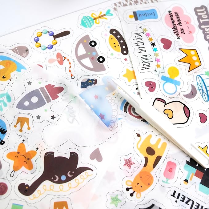 4 Sheets Baby Boy Scrapbook Supplies Stickers - Newborn Planner Journal Stickers for Memory Book, Baby Shower, Milestone, Baby's First Year Book