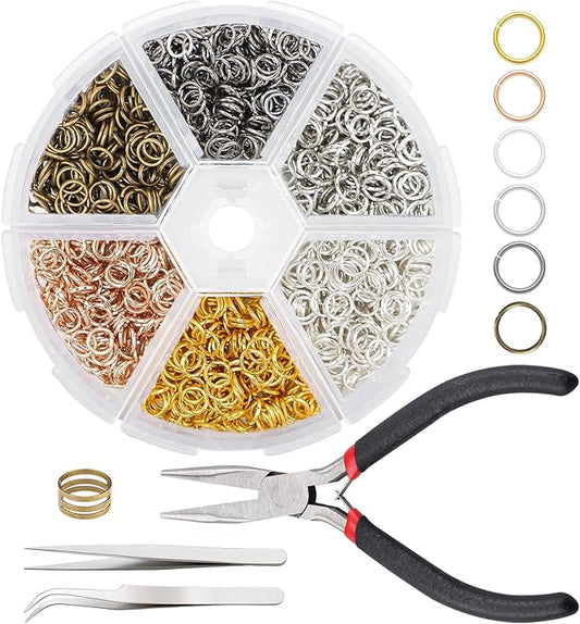 Gartful Jump Rings for Jewelry Making, 5mm Jump Ring with Pliers & Tweezers & Opener Ring for Jewelry Repair & DIY Charms Necklace, Bracelet, Earring, Keychain, Multisize