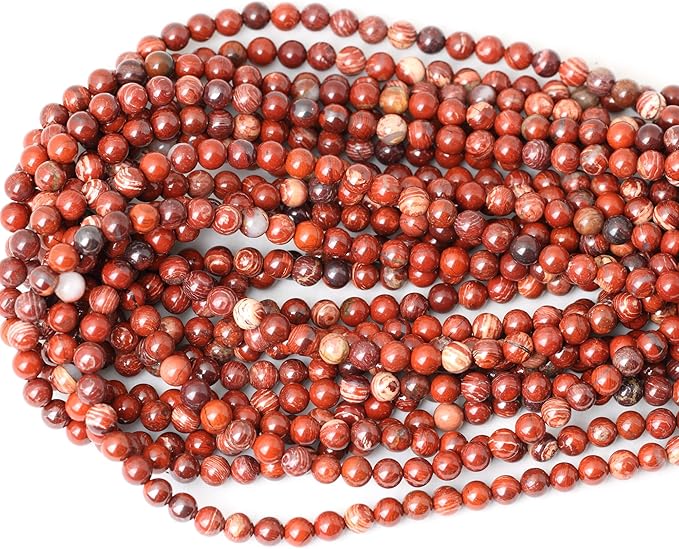 60PCS 6mm Natural Red Snake Skin Jasper Round Loose Beads for Jewelry Making DIY Gifts Arts Crafts Materials 1 Strand 15"