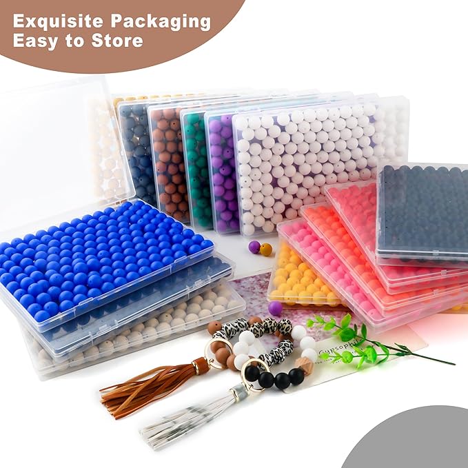 Silicone Beads, 150Pcs 15mm Round, Bulk for Keychain Making, Bracelet Making, Necklace Making, Camel