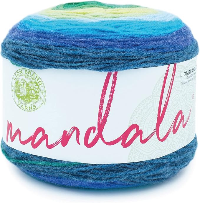 Lion Brand Yarn, Mandala DK Lightweight Yarn for Knitting, Crochet, and Crafts, Kraken, 1 Pack, Self-Striping Acrylic Fiber for Baby Blankets, Multicolor Shawls and Variegated Cardigans