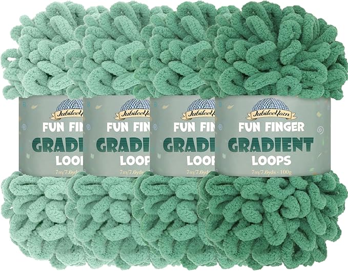 JubileeYarn Fun Finger Gradient Loops Yarn - 100g/Skein Jumbo Polyester - Trivia - 4 Skeins