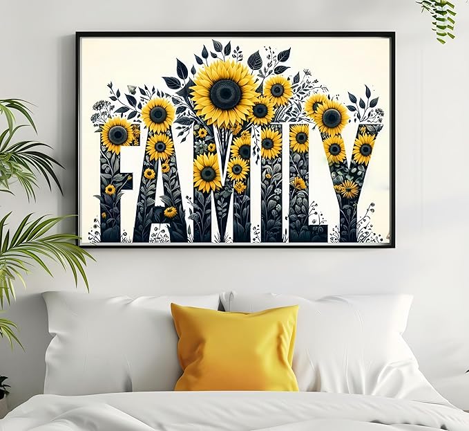 BYGFHLYW 5D Diamond Painting Kits for Adults, Family Sunflower Diamond Art Kits for Adults Beginner, DIY Full Drill Diamond Dot Gem Painting for Home Wall Decor 12x16inch